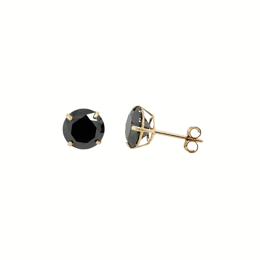14K Gold Black Moissanite Studs GRA Certified D-VVS1