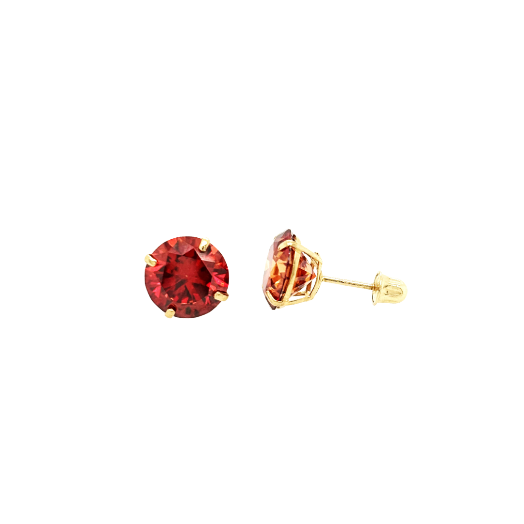 14K Gold Garnet Red Moissanite Studs GRA Certified D-VVS1