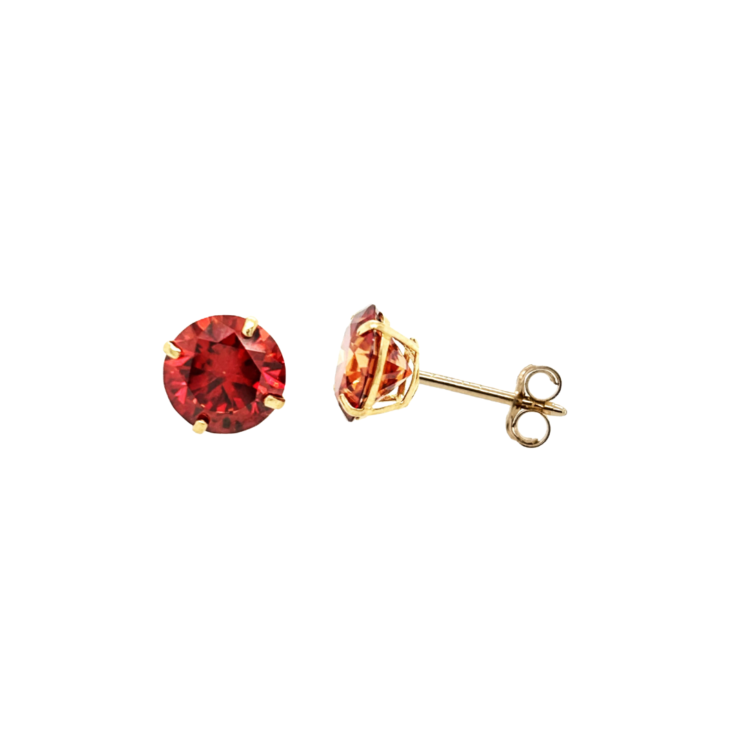14K Gold Garnet Red Moissanite Studs GRA Certified D-VVS1
