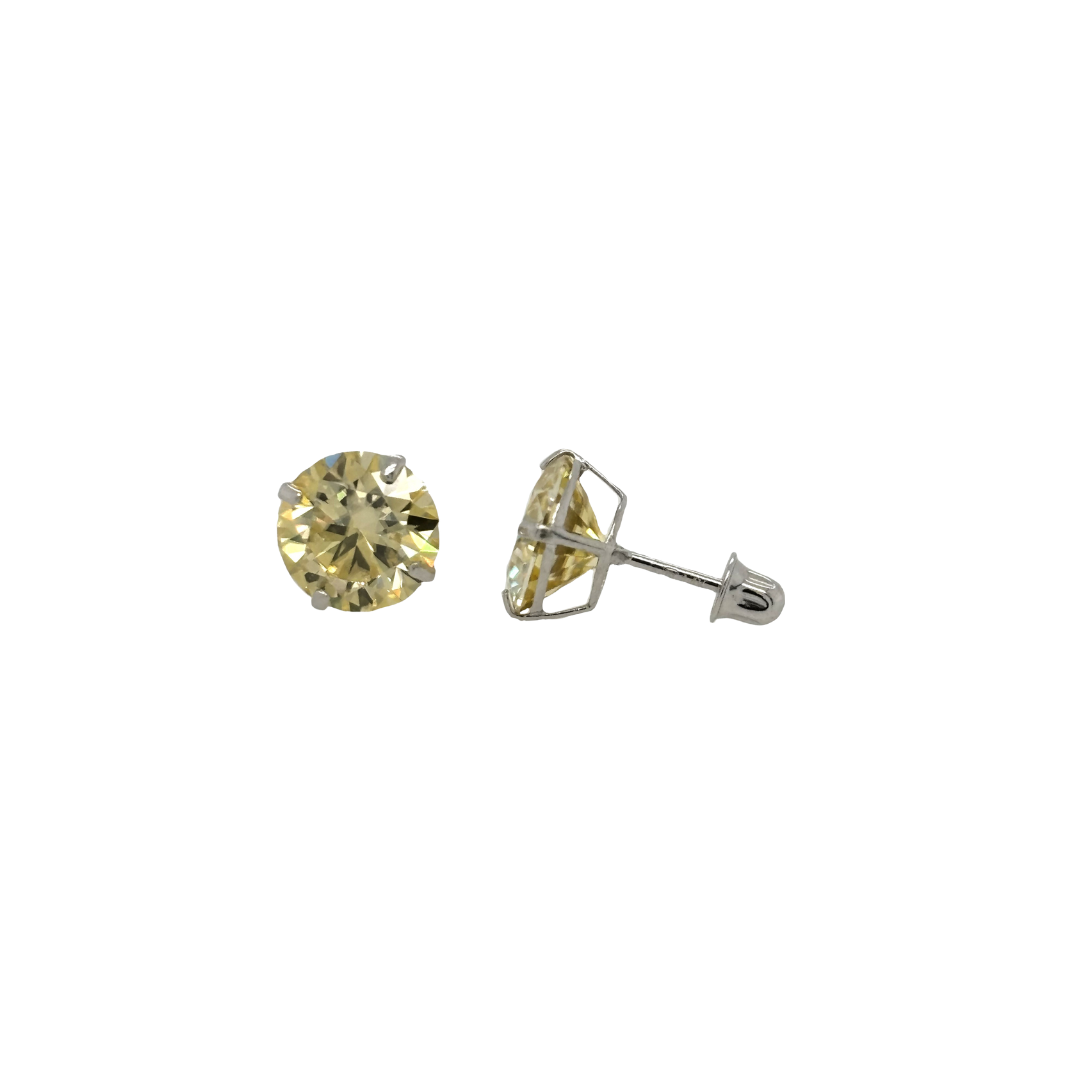 14K Gold Lemon Yellow Moissanite Studs GRA Certified D-VVS1