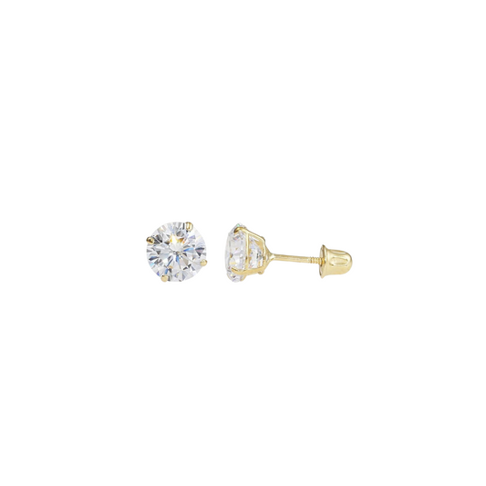 14K Solid Gold Screwback Round Moissanite Studs GRA Certified