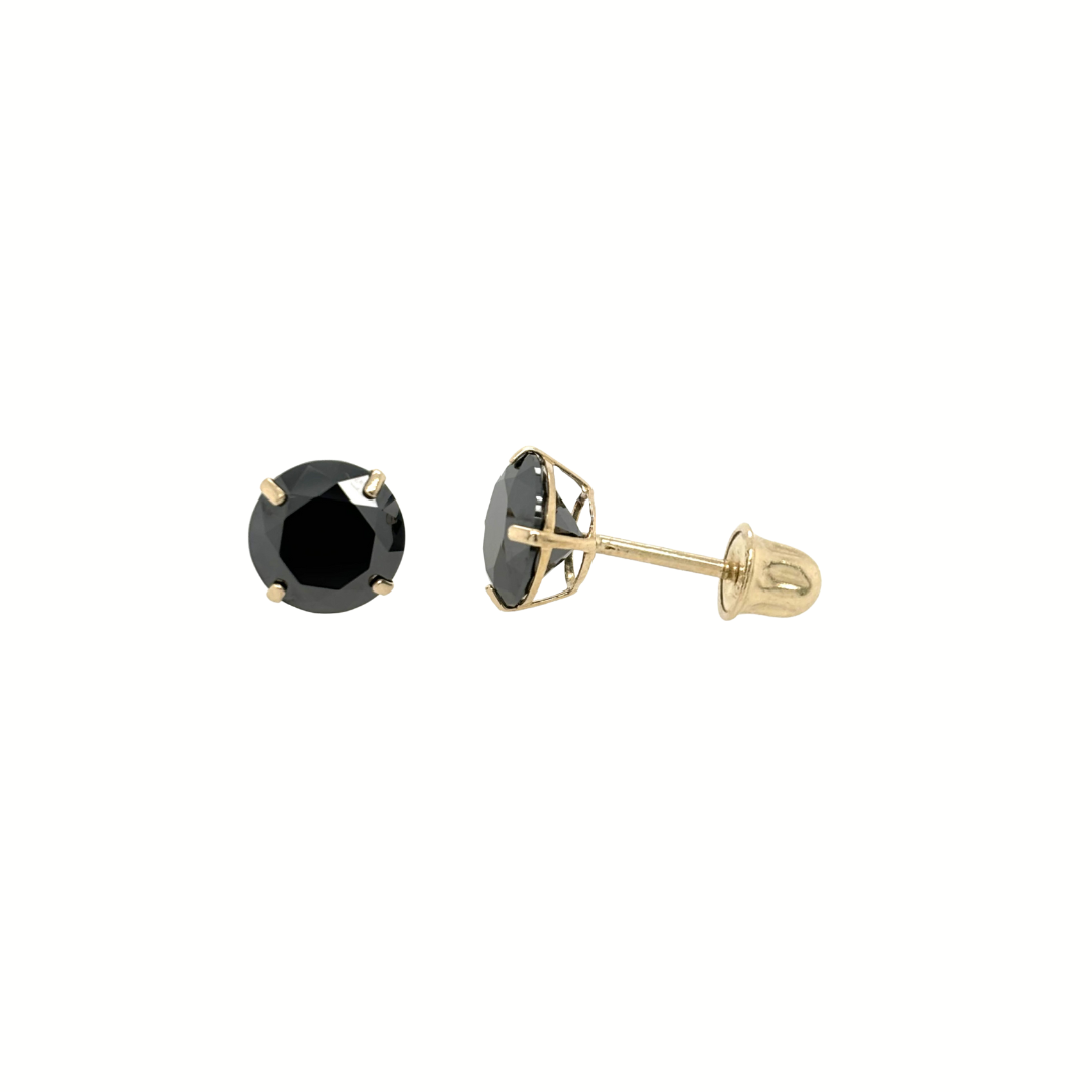14K Gold Black Moissanite Studs GRA Certified D-VVS1