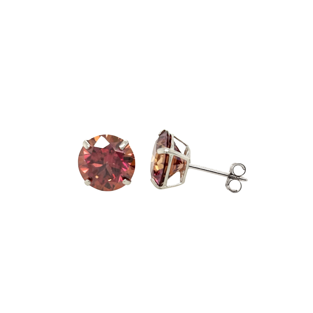 14K Gold Watermelon Red Moissanite Studs GRA Certified D-VVS1