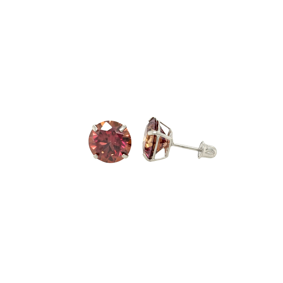 14K Gold Watermelon Red Moissanite Studs GRA Certified D-VVS1