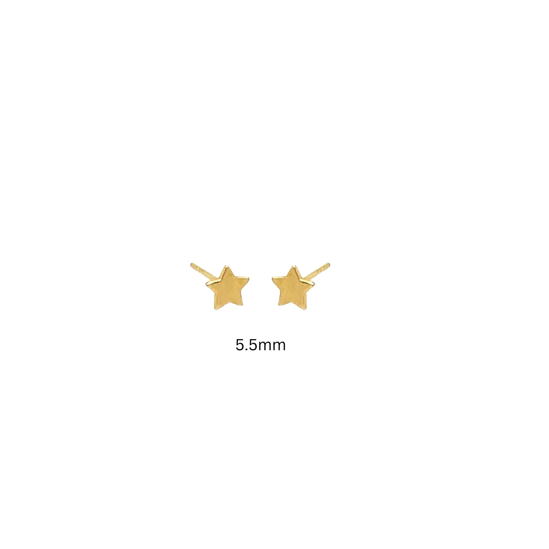 14K Solid Gold Dainty Star Pushback Studs