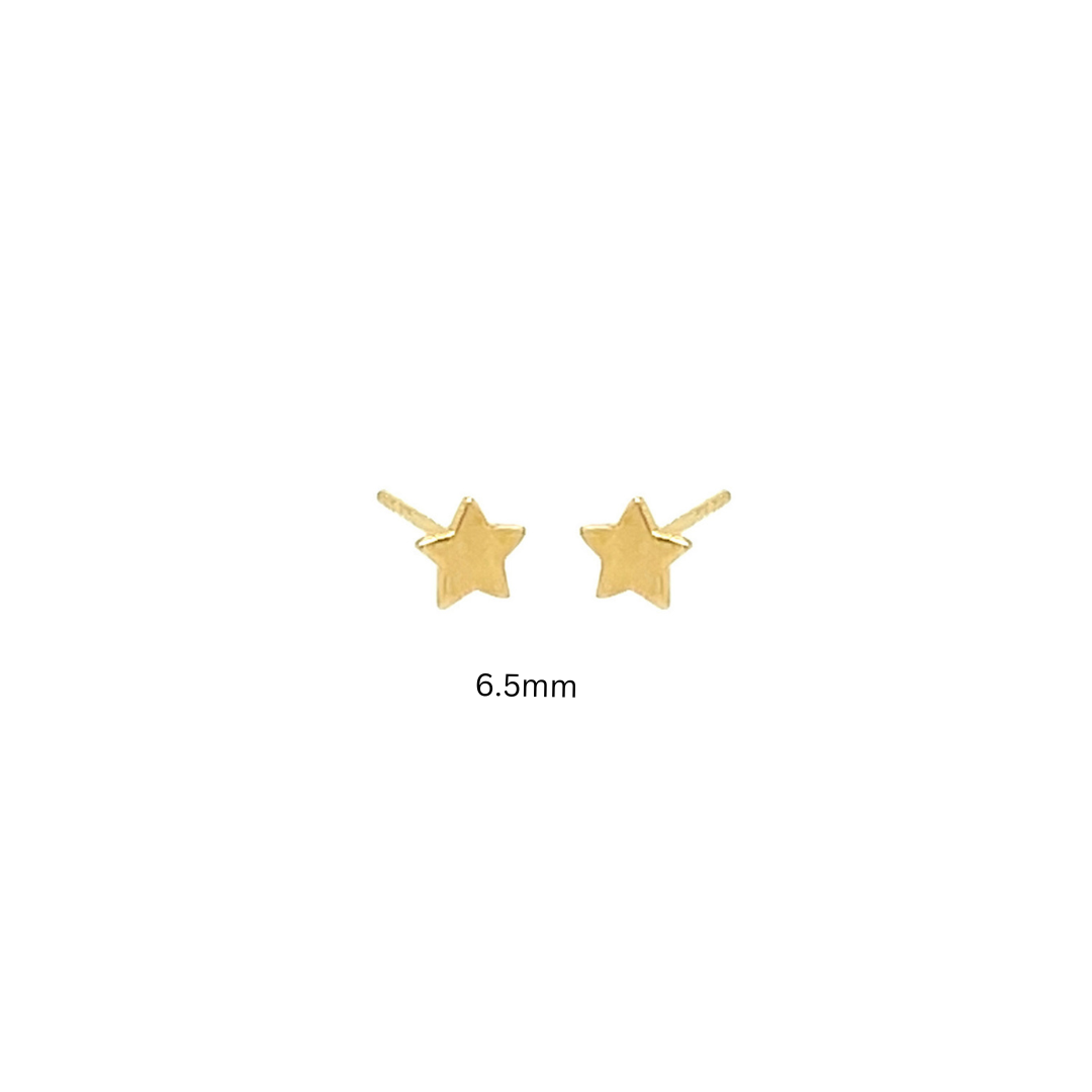 14K Solid Gold Dainty Star Pushback Studs