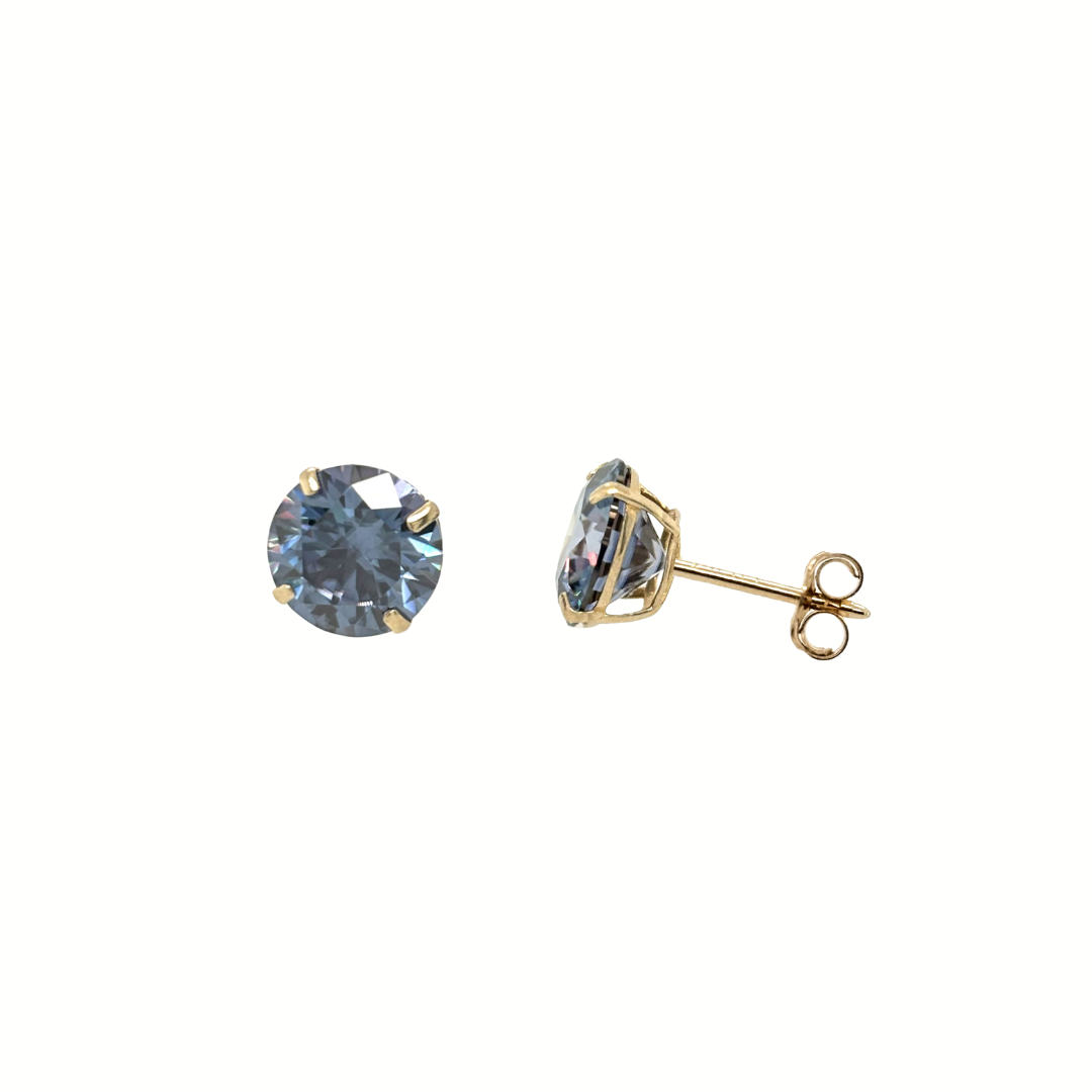 14K Gold Blue Moissanite Studs GRA Certified D-VVS1