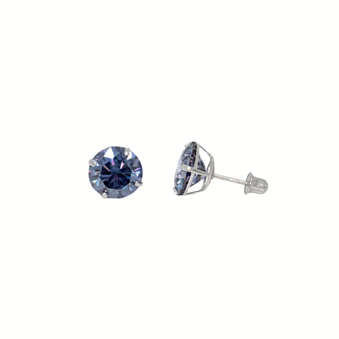 14K Gold Blue Moissanite Studs GRA Certified D-VVS1