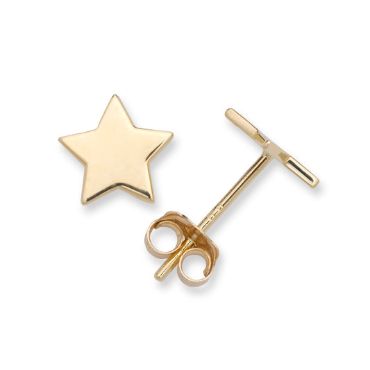14K Solid Gold Dainty Star Pushback Studs