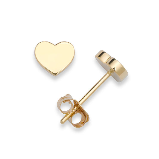 14K Solid Gold Mini Dainty Heart Studs