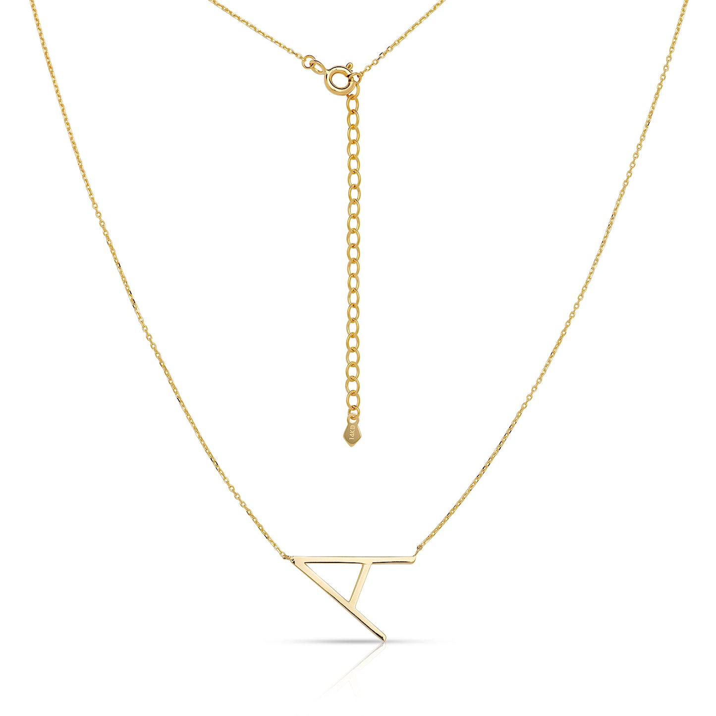 14K Solid Gold Large Initial Necklace