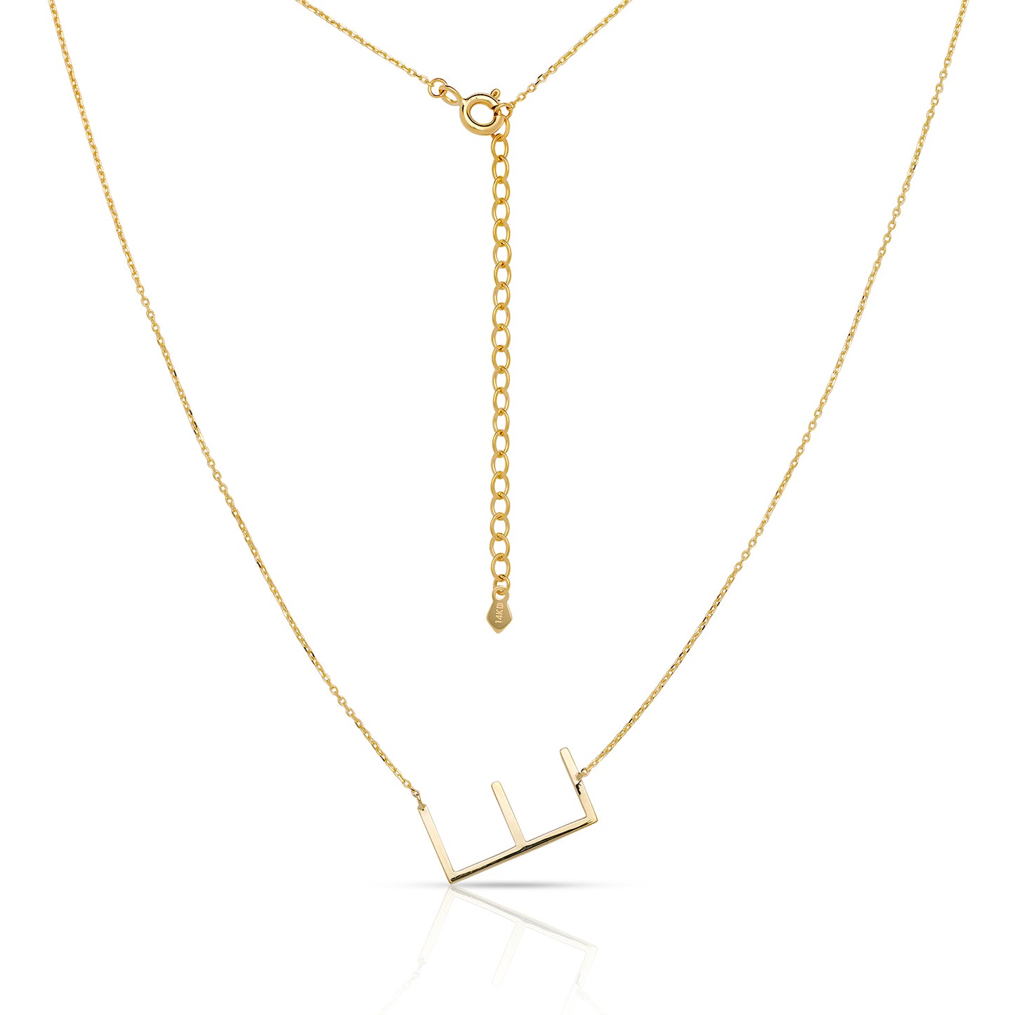 14K Solid Gold Large Initial Necklace