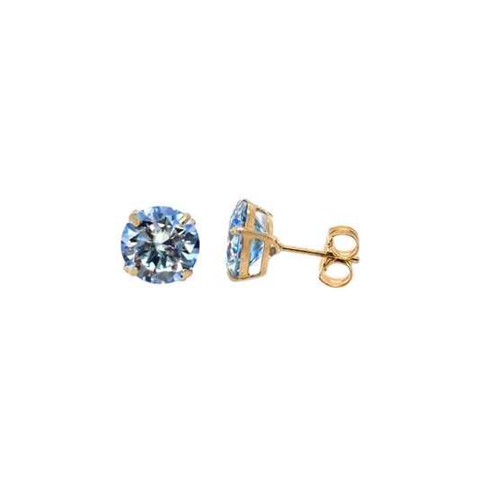 14K Solid Gold Ocean Blue Moissanite Studs GRA Certified D Color