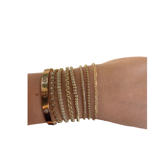 14K Solid Gold Bracelets • Ball Dainty Chain • Paperclip Bracelet • Dainty Arm Party Chains  • Bracelet Stack