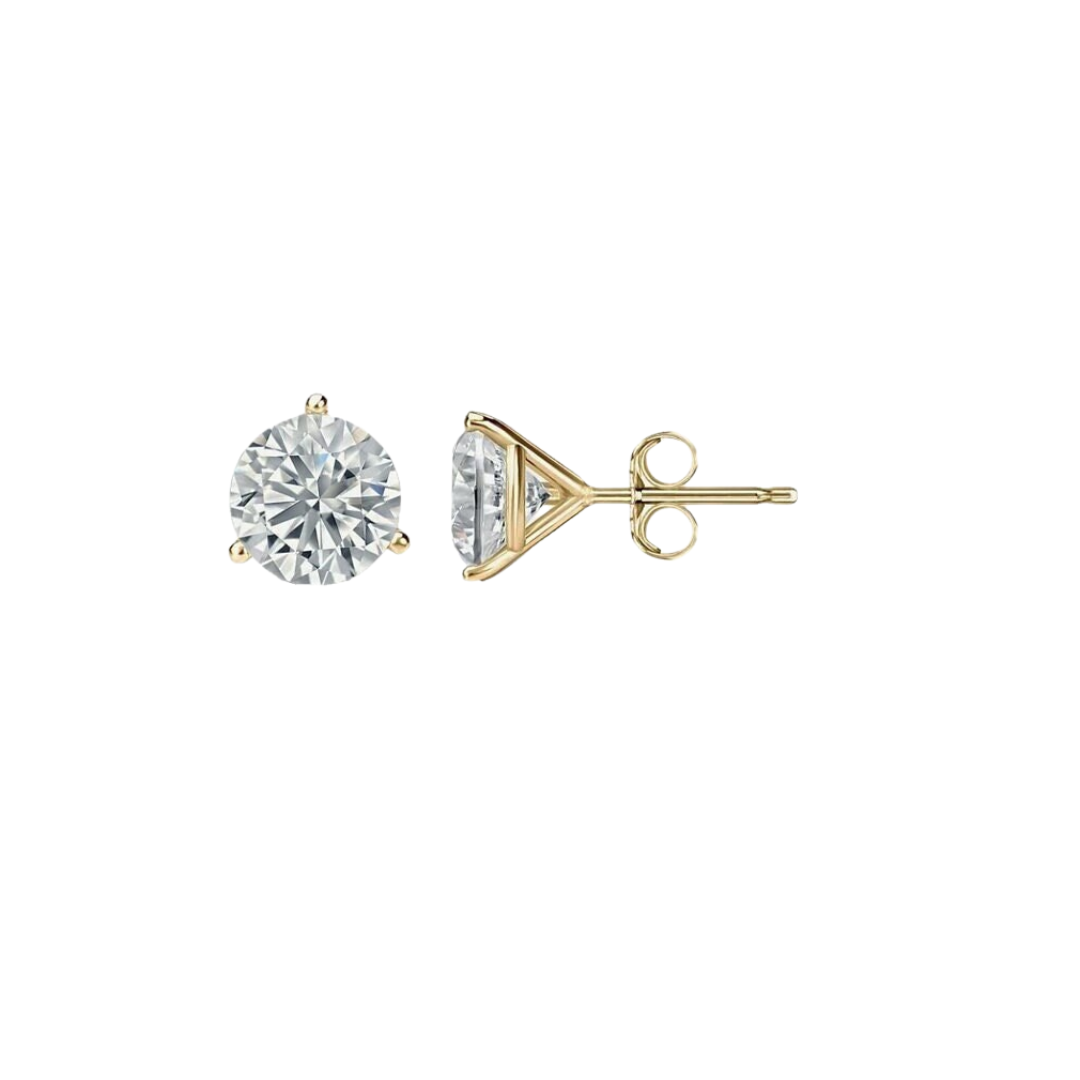 14K Moissanite Martini Pushback Solitaire Stud Earrings | Round Cut Pushback Studs