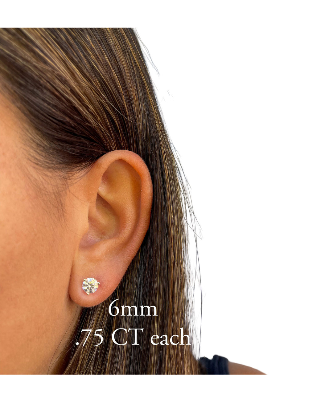 14K Moissanite Martini Pushback Solitaire Stud Earrings | Round Cut Pushback Studs