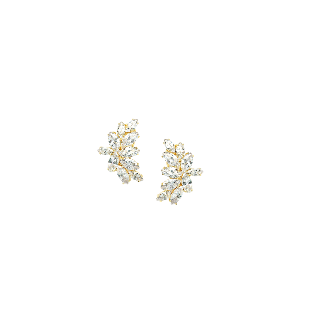 14K Solid Gold Marquise Moissanite Cluster Earrings