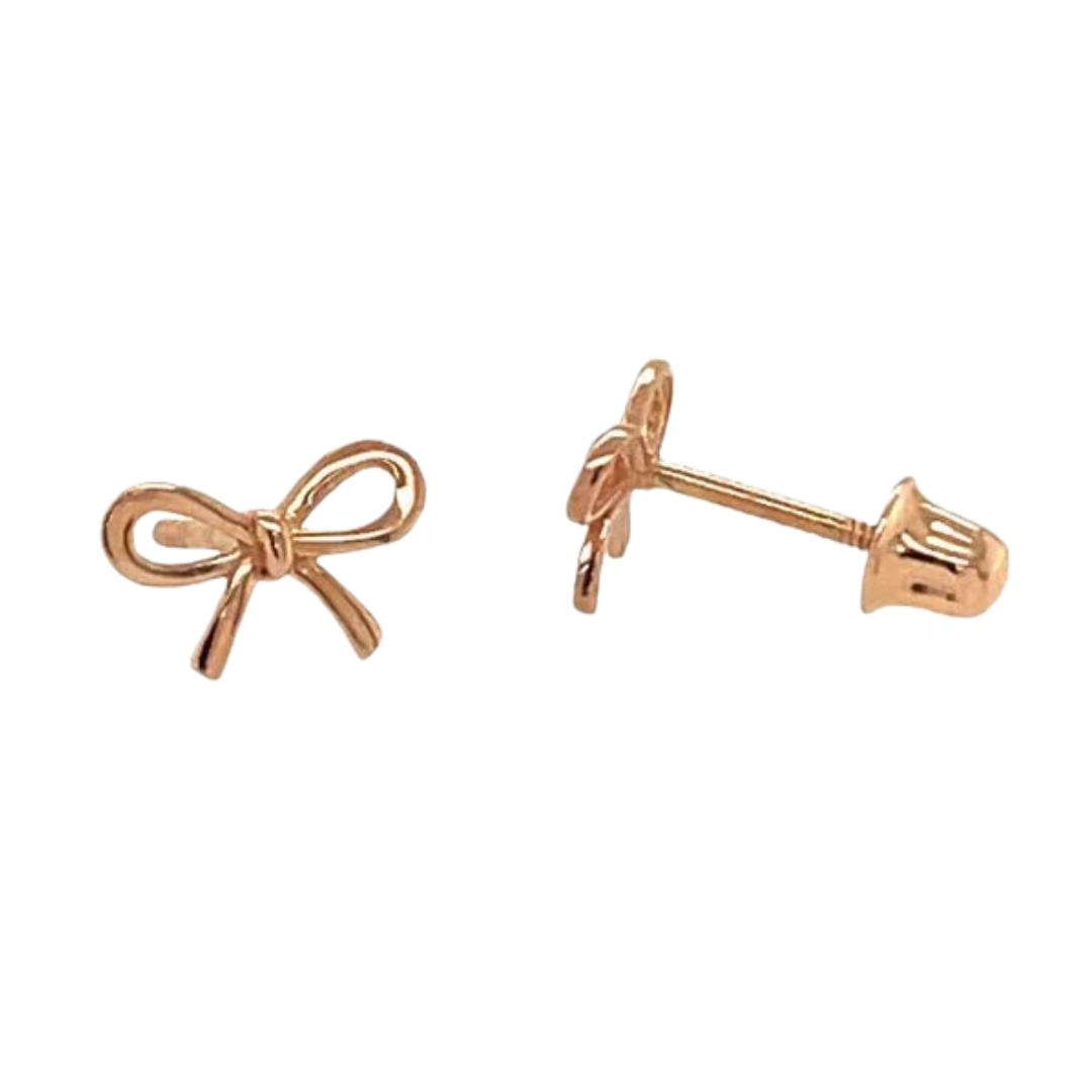 14K Solid Gold Bow screwbacks • Solid Gold •  Bow Earrings • Dainty Ribbon Bow Stud Earrings • Screwbacks