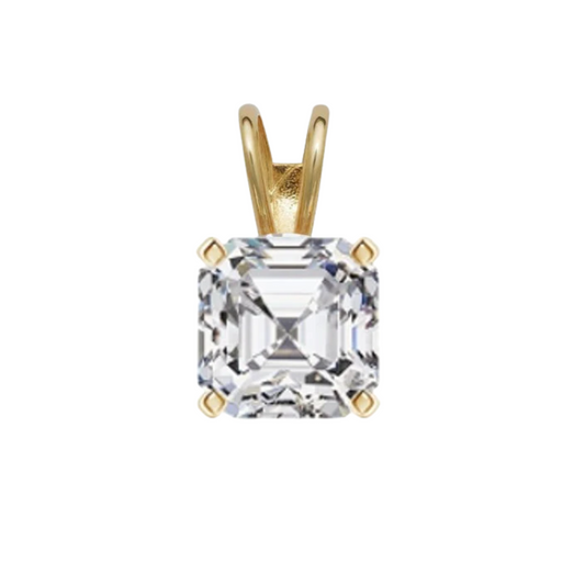14K Gold GRA Certified Asscher Shaped Moissanite Pendant • D VVS1 Moissanite Pendant With GRA Certificate • .50ct .75ct
