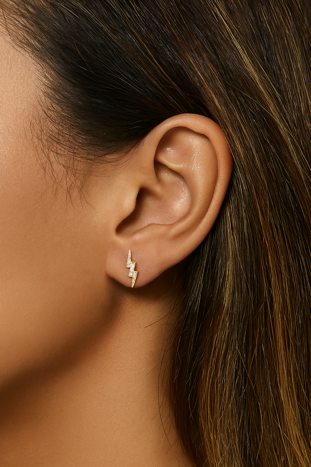 14K Diamond Bolt Studs | Dainty Diamond Bolt Earrings | Diamond Studs