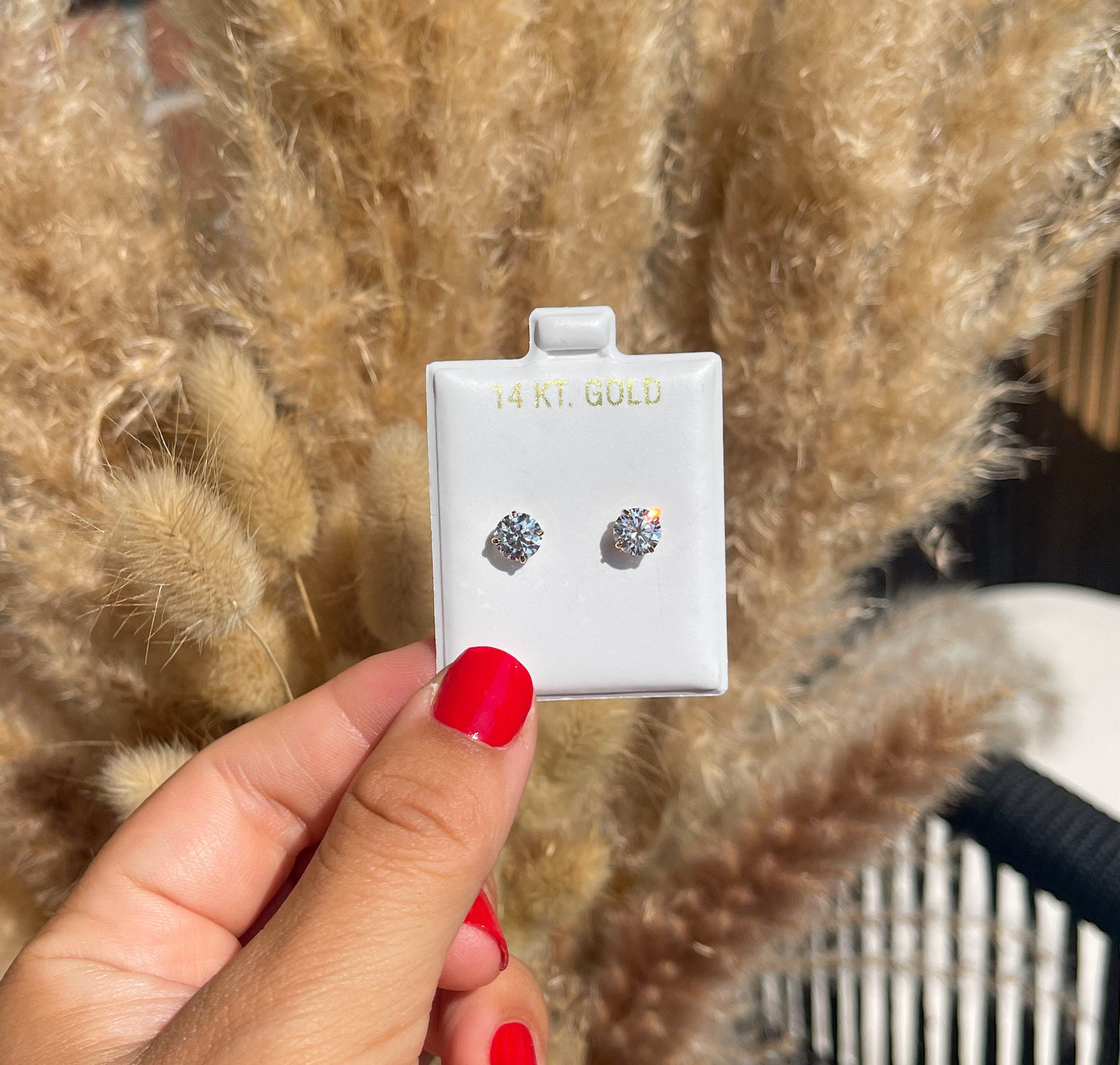 14K Solid Gold Pushback Round Moissanite Studs GRA Certified
