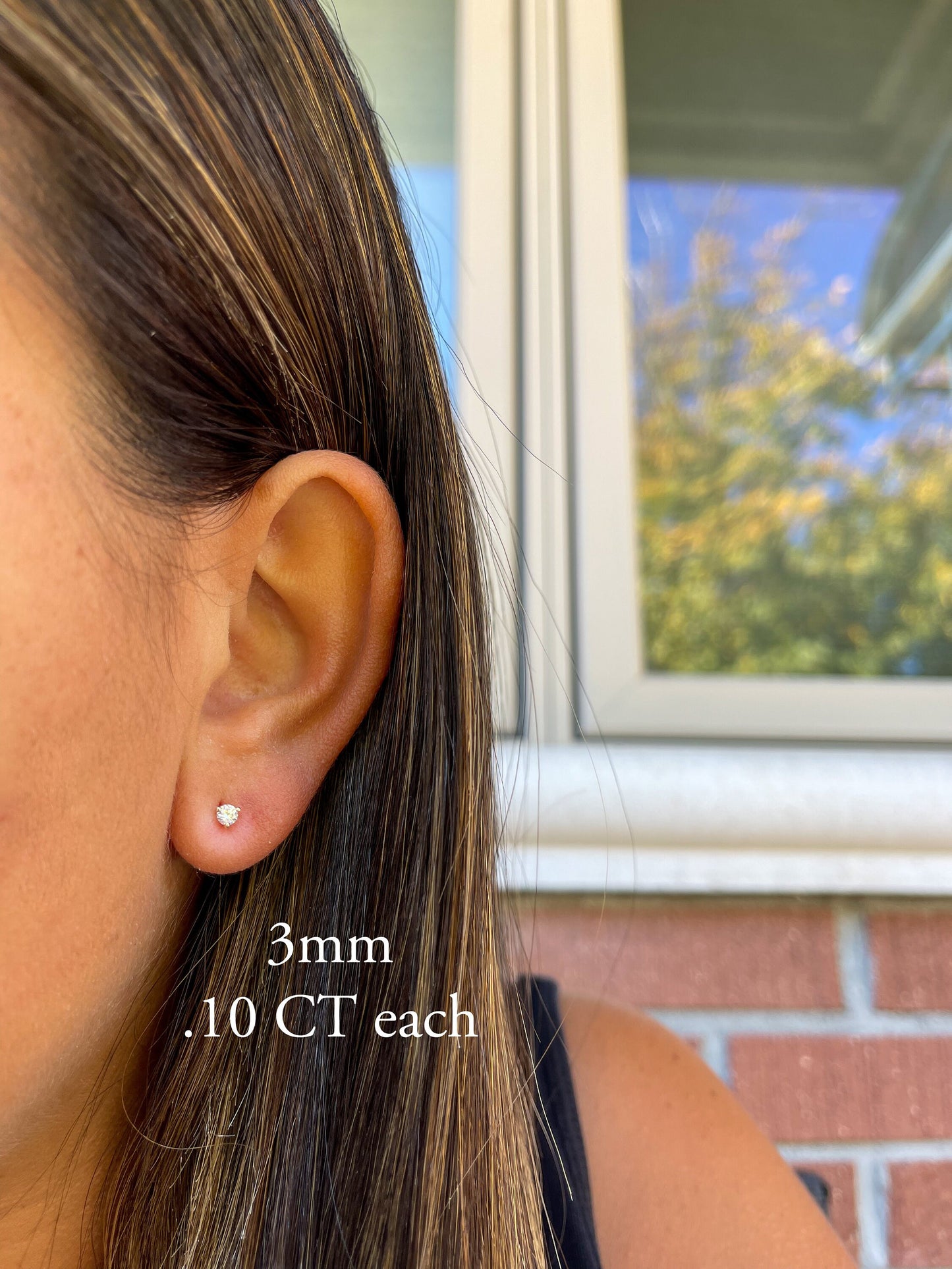 14K Certified Moissanite D Color VVS1 Clarity Martini Screwback Solitaire Stud Earrings | Round Cut Studs 3 Prong