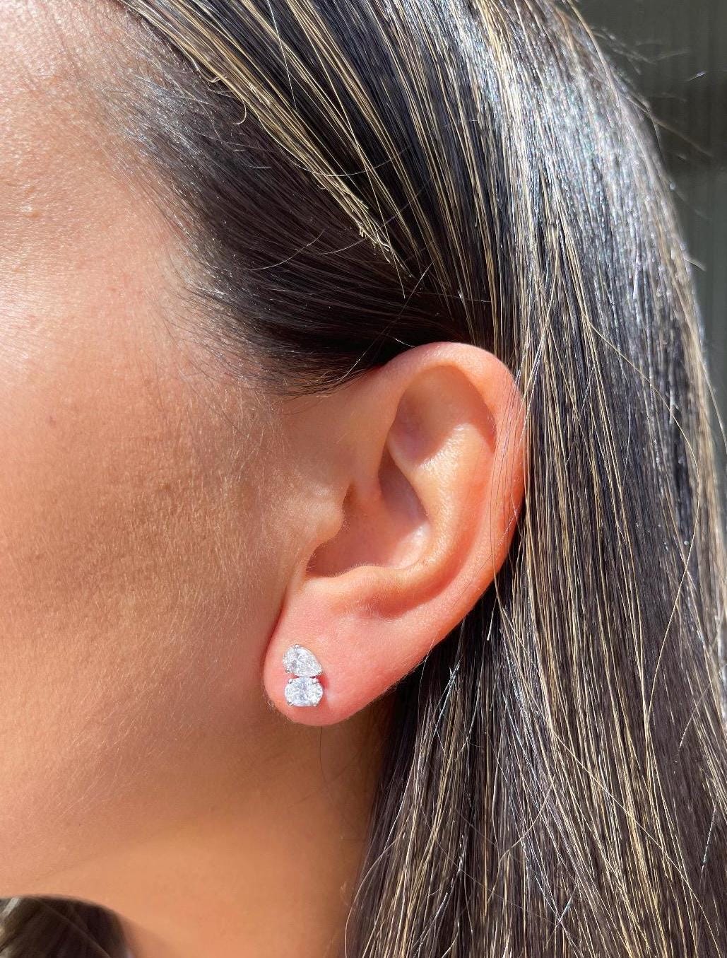 Toi Et Moi - Lab Grown Oval & Pear Studs | 14K Lab Grown Studs