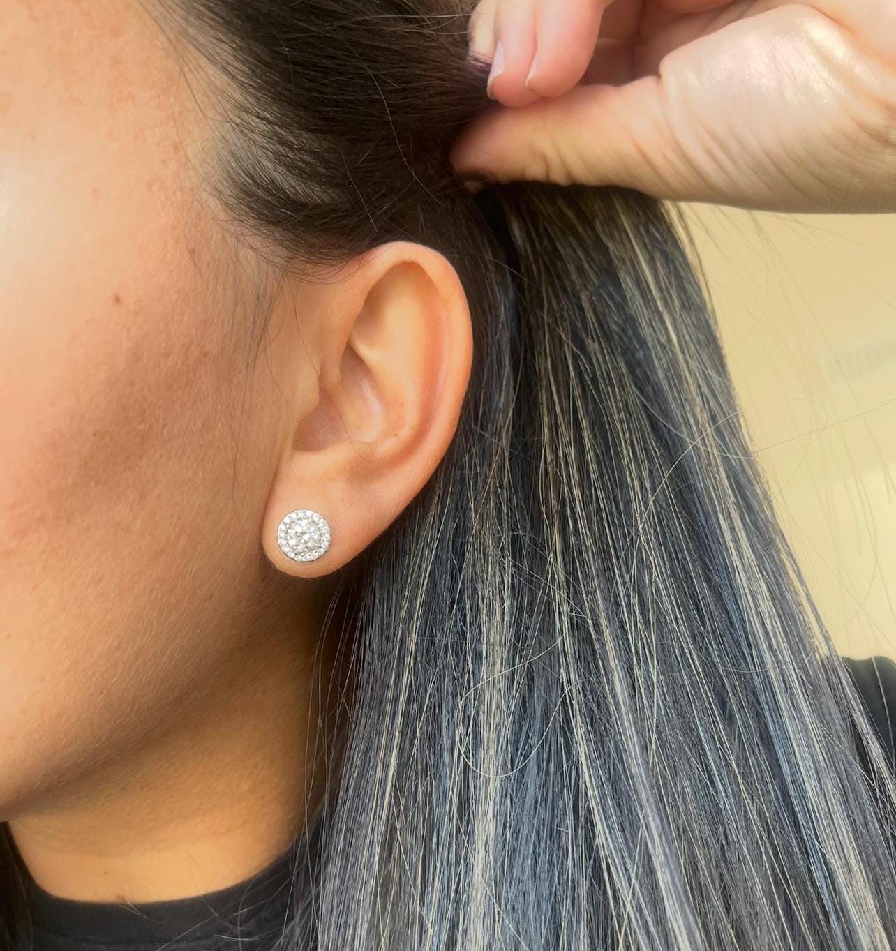 Halo Round Lab Grown Diamond Studs |14K Solid Gold | DEF VVS | 1ct 2.5ct