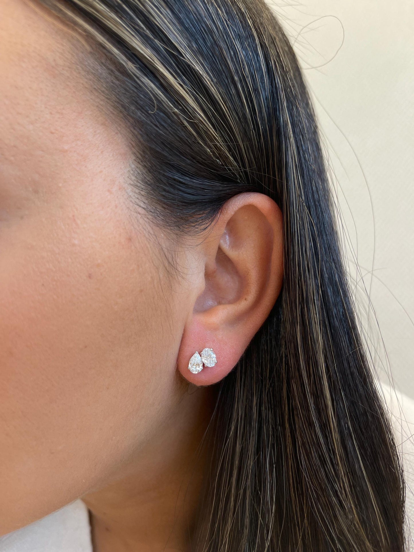 Toi Et Moi - Lab Grown Oval & Pear Studs | 14K Lab Grown Studs