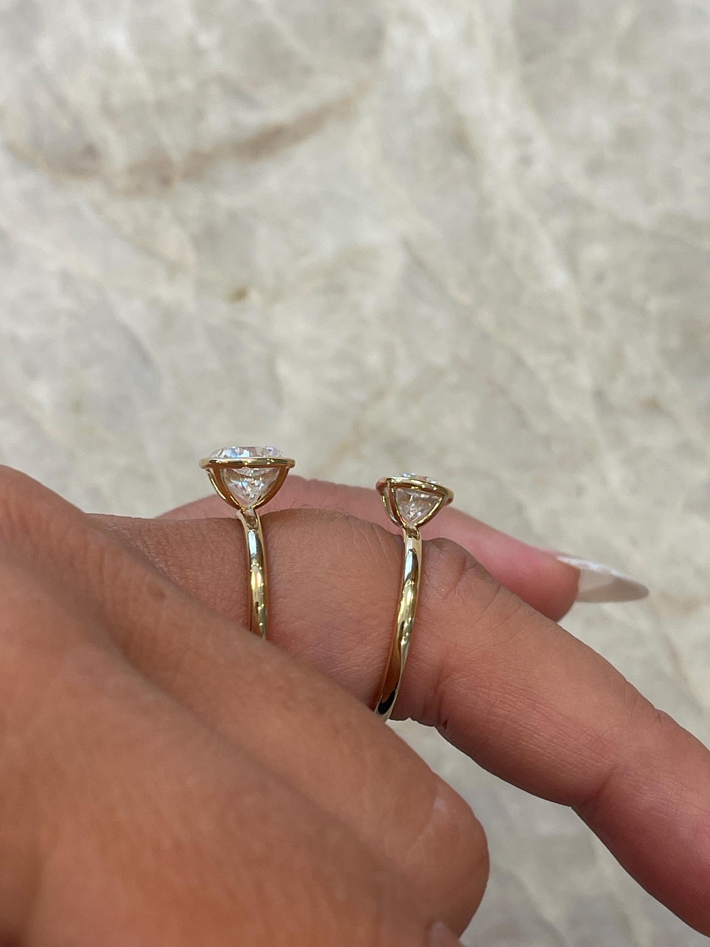 14K Yellow Gold Cushion Cut Moissanite Bezel Ring D color VVS1 | 1.5ct and 2.5ct 3.5ct