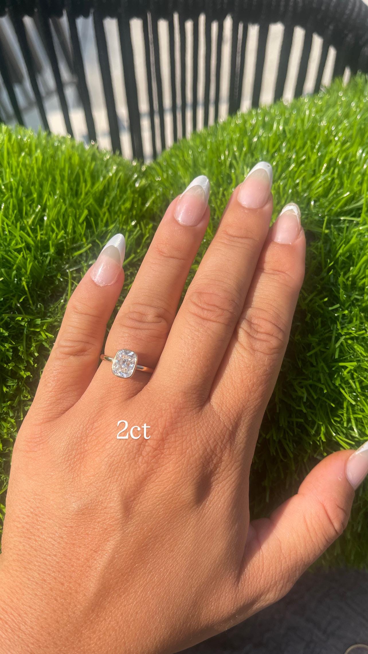 READY TO SHIP 14K Yellow Gold Elongated Cushion Cut Moissanite Bezel Engagement Ring | 1ct 2ct 3ct 4ct