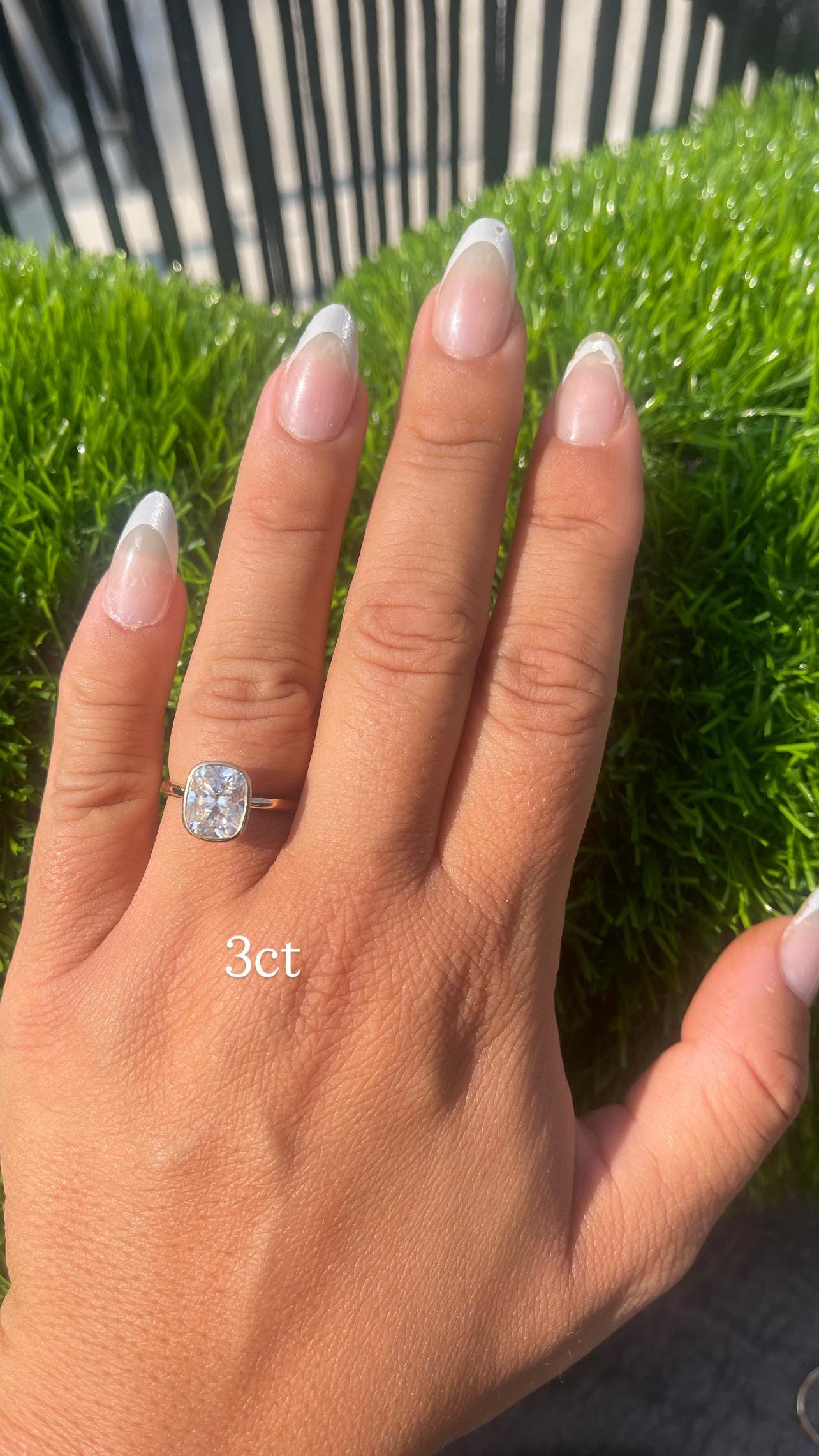 READY TO SHIP 14K Yellow Gold Elongated Cushion Cut Moissanite Bezel Engagement Ring | 1ct 2ct 3ct 4ct