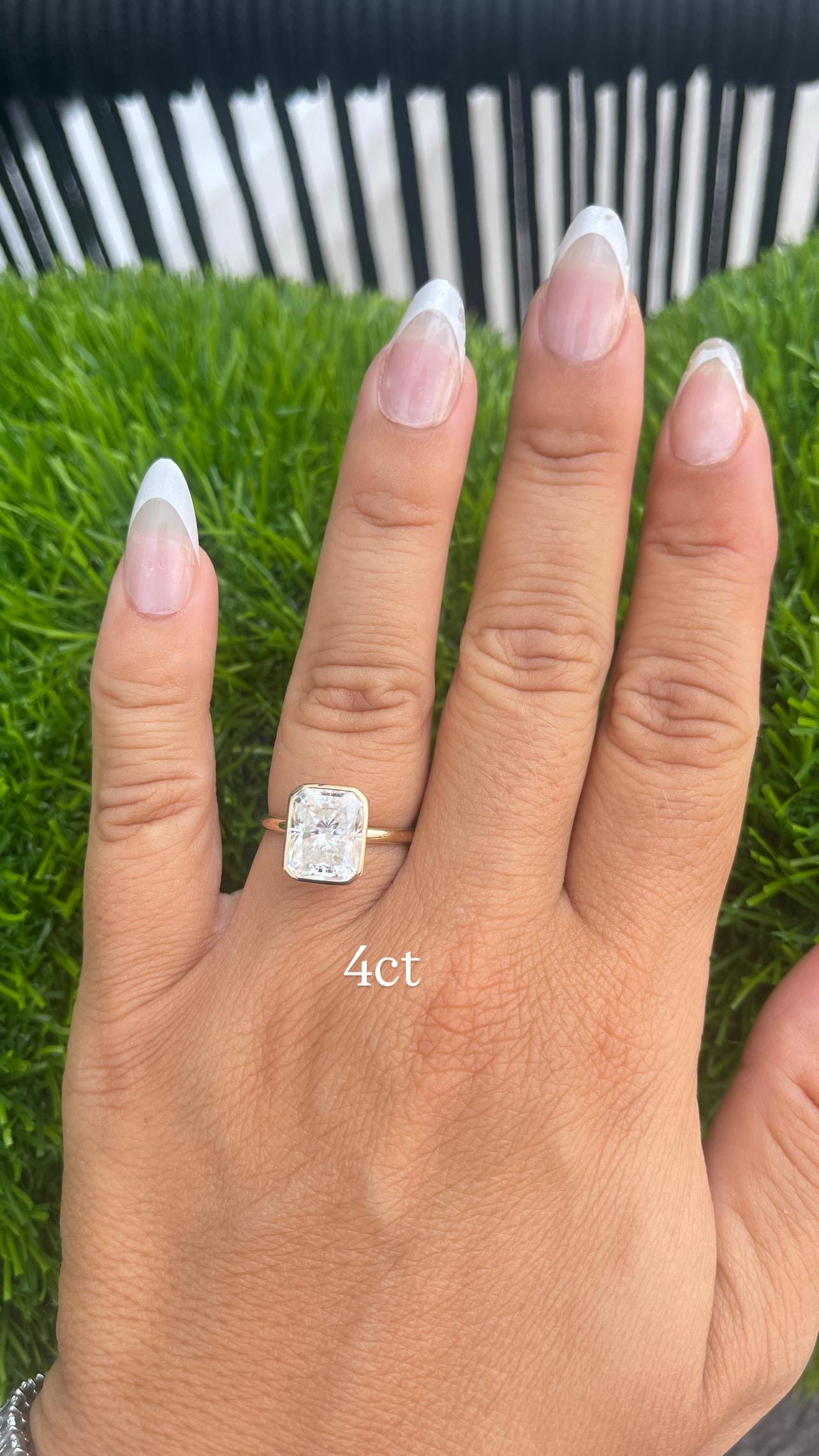 14K Yellow Gold Radiant Cut Moissanite Bezel Engagement Ring | 1ct 2ct 3ct 4ct