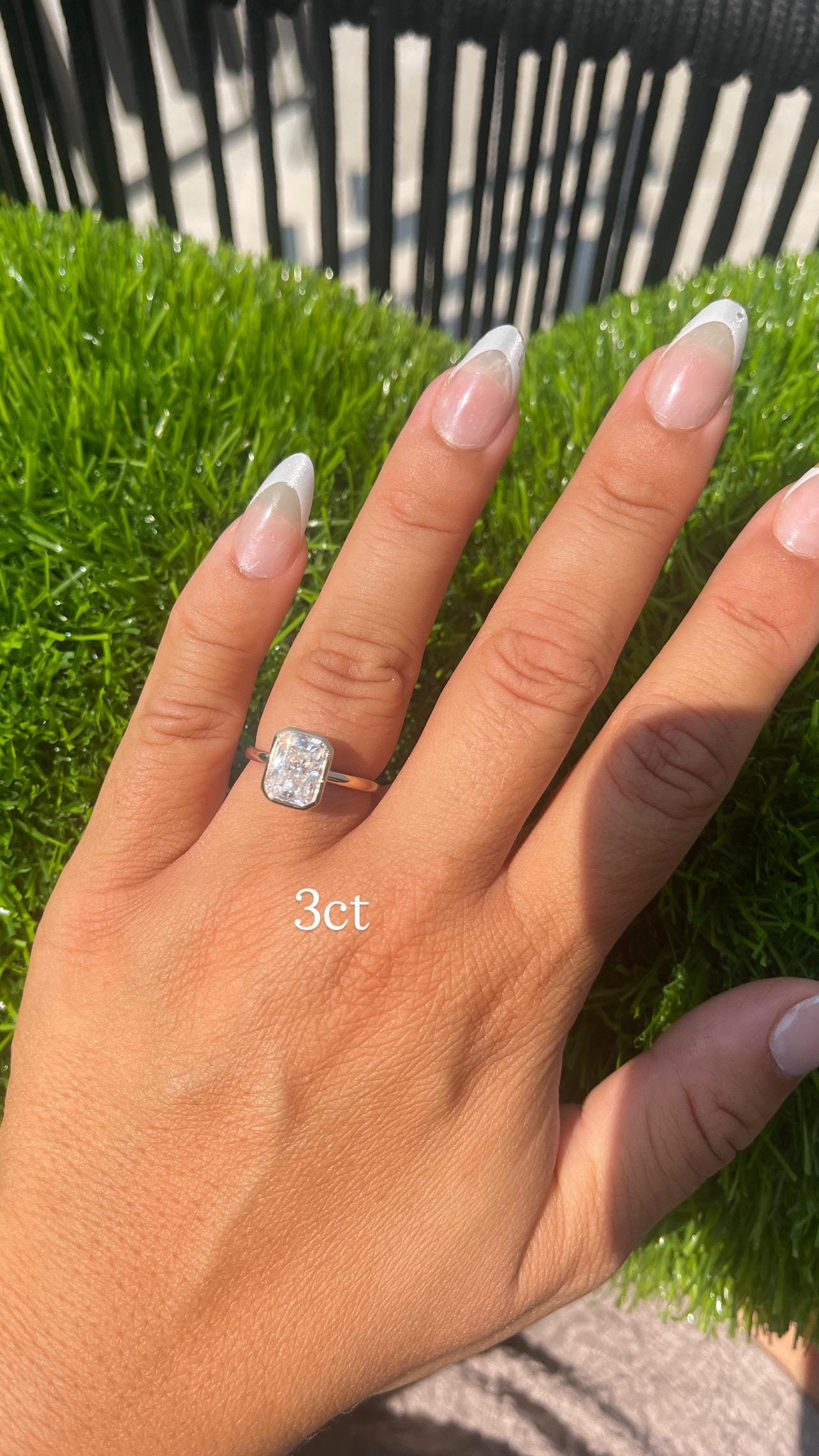 14K Yellow Gold Radiant Cut Moissanite Bezel Engagement Ring | 1ct 2ct 3ct 4ct