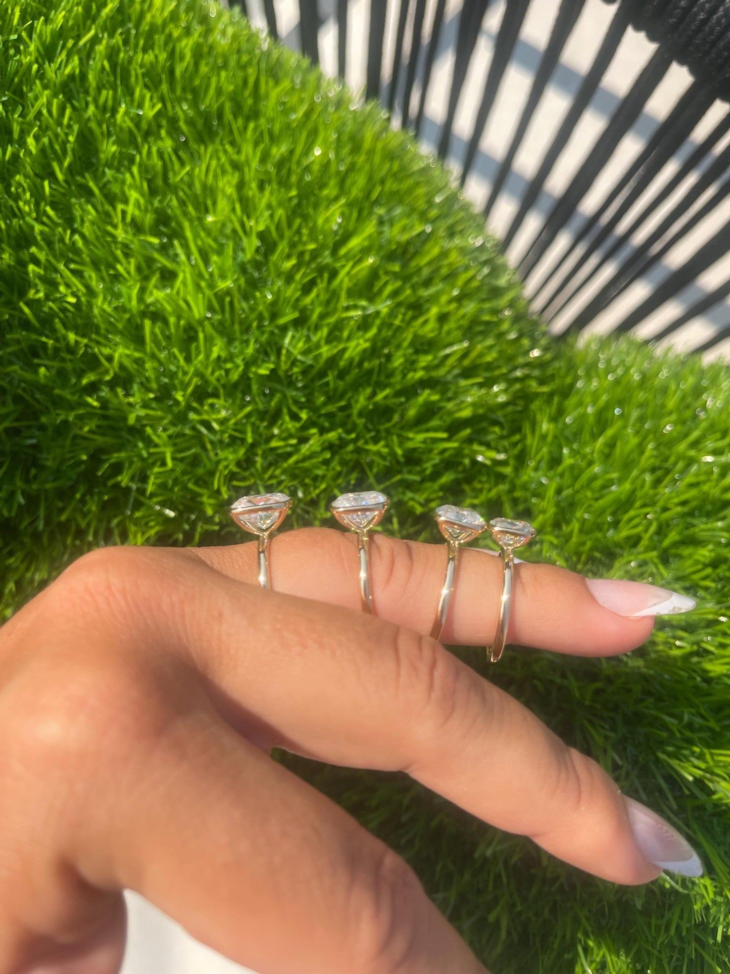 READY TO SHIP 14K Yellow Gold Elongated Cushion Cut Moissanite Bezel Engagement Ring | 1ct 2ct 3ct 4ct