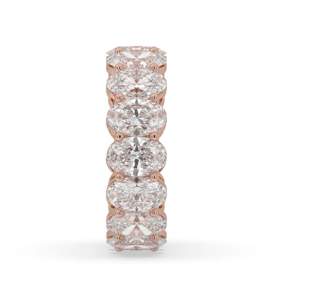 Oval Lab-Grown Diamond Eternity Band | 4ct 5ct 6ct 7ct 8ct Total Weight | E–F Color • VVS–VS Clarity | 14K Solid Gold | Wedding Anniversary