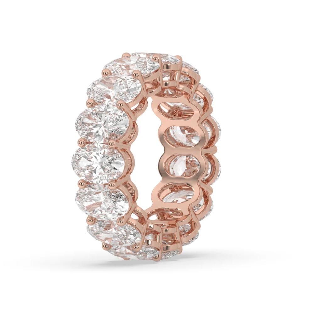 Oval Lab-Grown Diamond Eternity Band | 4ct 5ct 6ct 7ct 8ct Total Weight | E–F Color • VVS–VS Clarity | 14K Solid Gold | Wedding Anniversary