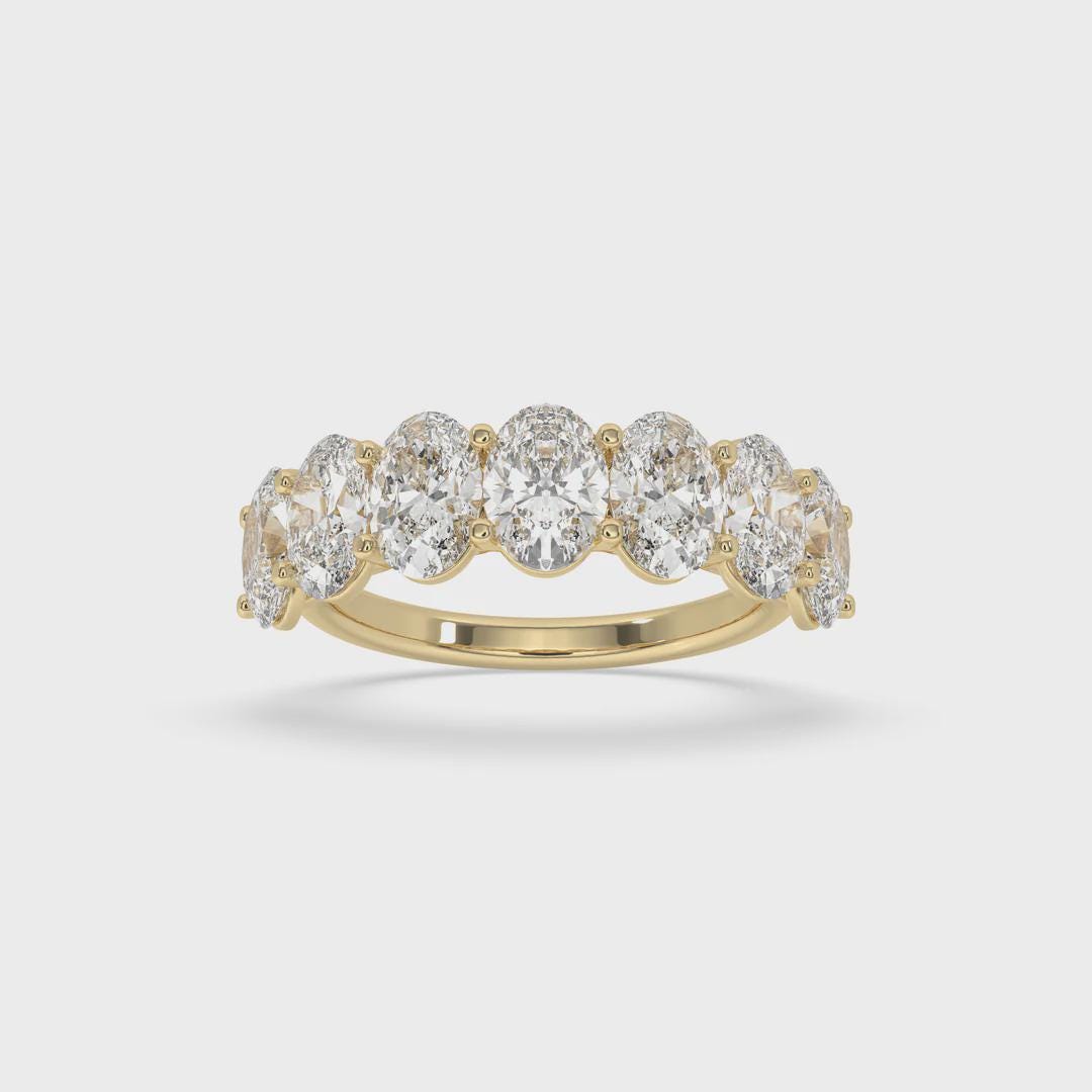 14K Gold 2CTW Lab Grown Diamond Ring – Oval Half Eternity Anniversary Band