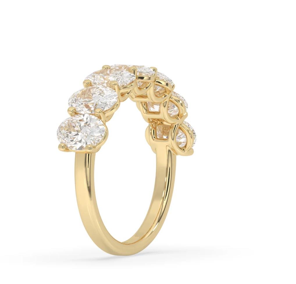 14K Gold 2CTW Lab Grown Diamond Ring – Oval Half Eternity Anniversary Band