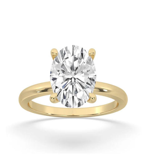 14K Yellow Gold Oval Lab Grown Diamond Engagement Ring