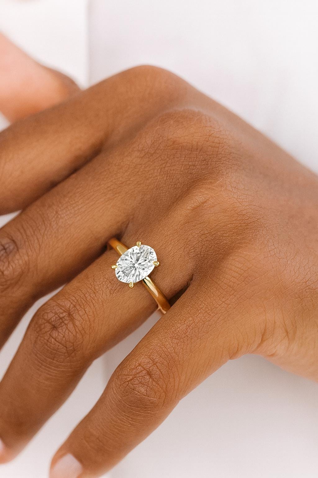 14K Yellow Gold Oval Lab Grown Diamond Engagement Ring