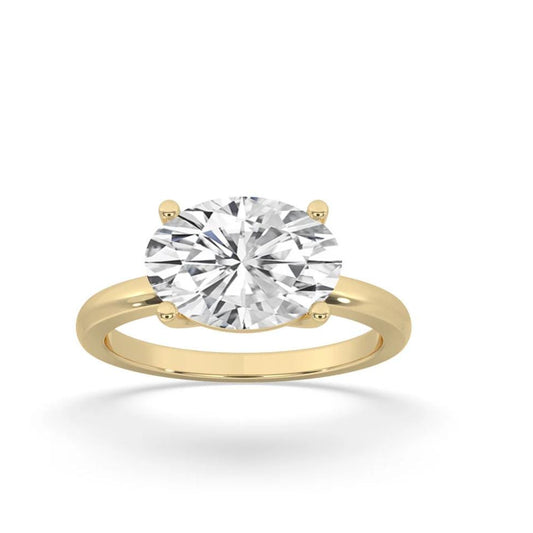 14K Gold East To West Oval Lab Grown Engagement Ring EF VVS–VS| Solitaire Oval Sideways Engagement Ring | Lab Grown | Minimalist Ring