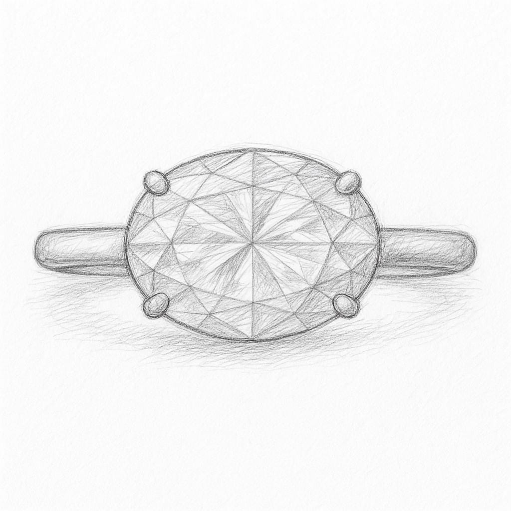 14K Gold East To West Oval Lab Grown Engagement Ring EF VVS–VS| Solitaire Oval Sideways Engagement Ring | Lab Grown | Minimalist Ring