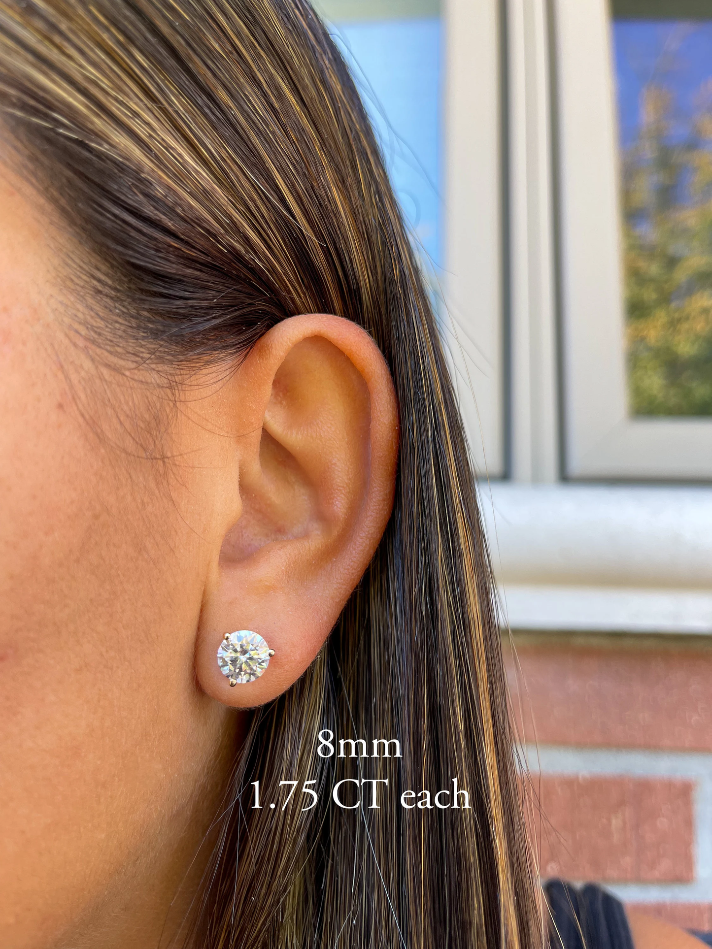 14K Moissanite Martini Pushback Solitaire Stud Earrings | Round Cut Pushback Studs