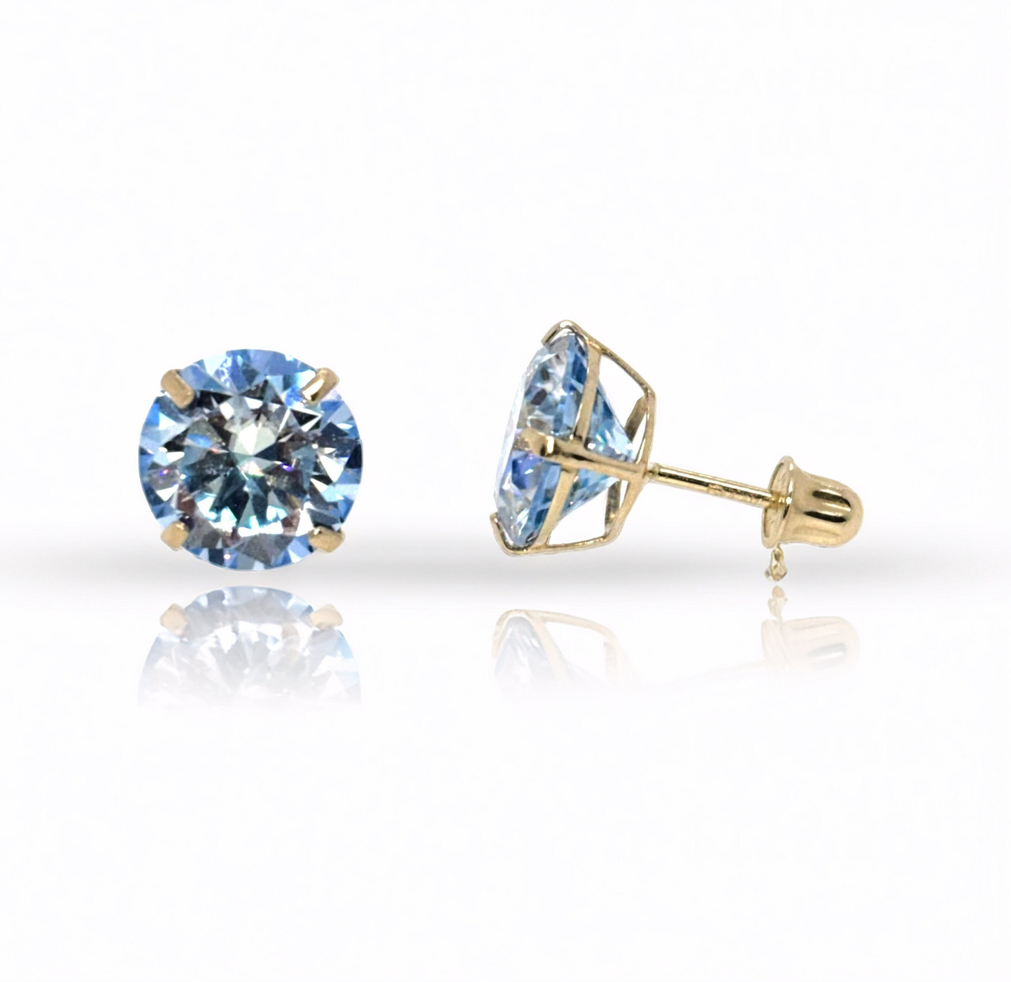14K Solid Gold Moissanite 4 Prong Screwback Solitaire Stud Earrings