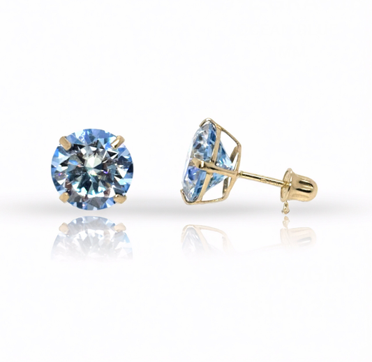 14K Solid Gold Moissanite 4 Prong Screwback Solitaire Stud Earrings