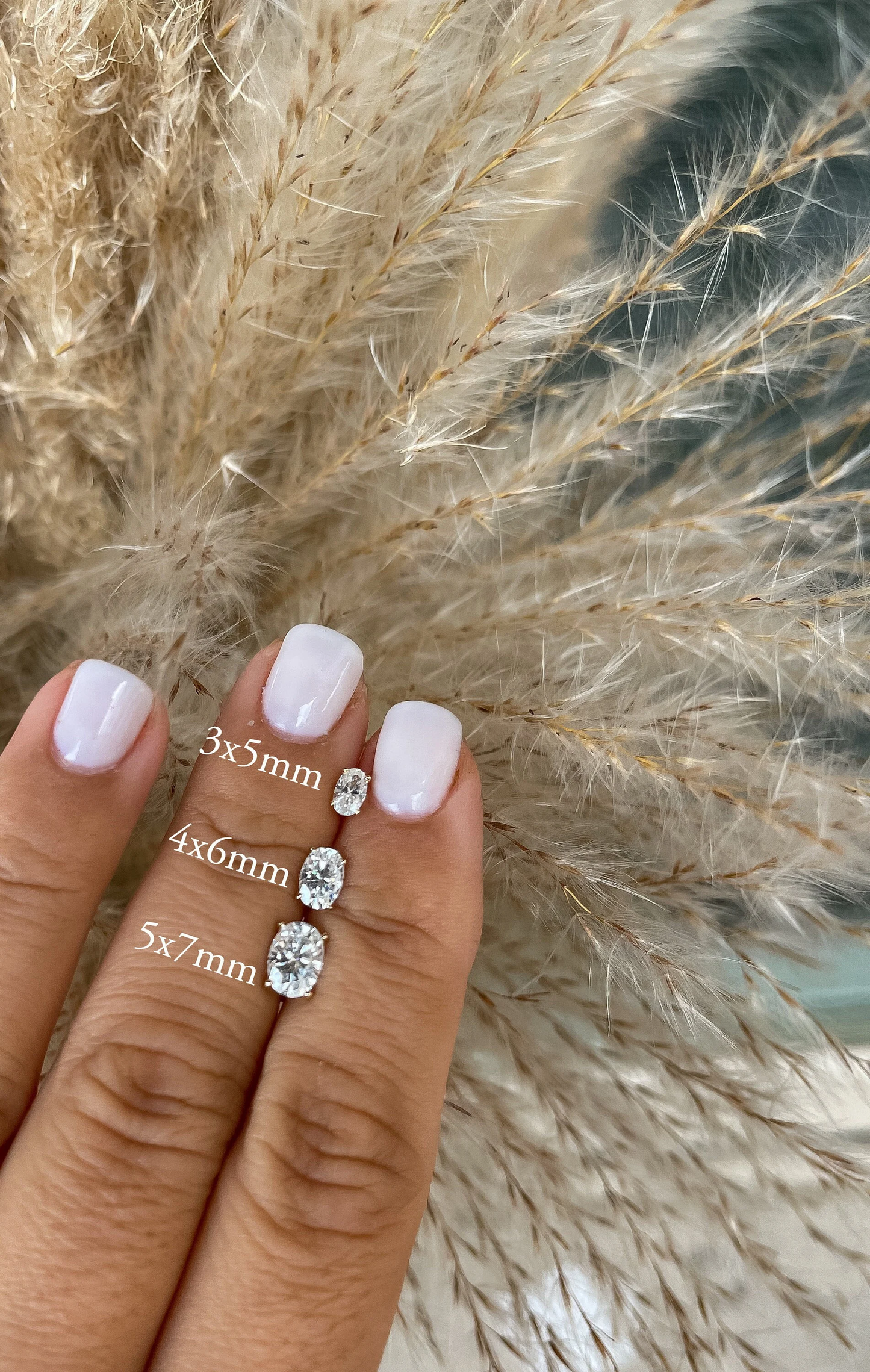 D Color VVS1 Oval Moissanite Studs | Solid Gold Solitaire 4 Prong