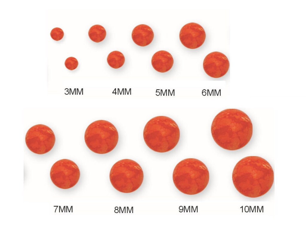 14K Solid Gold Orange Coral Ball Studs- Pushbacks