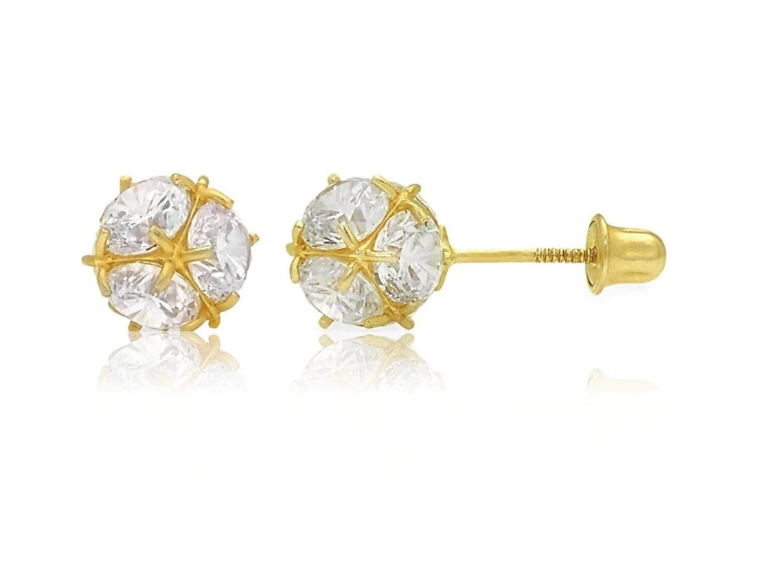 14K Solid Gold Ball Stud Earring | Ball Stud | Trendy Ball Studs | Round Created Ball Studs