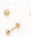 14K Solid Gold Fancy Set Of Push Back Half Ball Stud | Laser Cut Fancy Half Ball Pushbacks